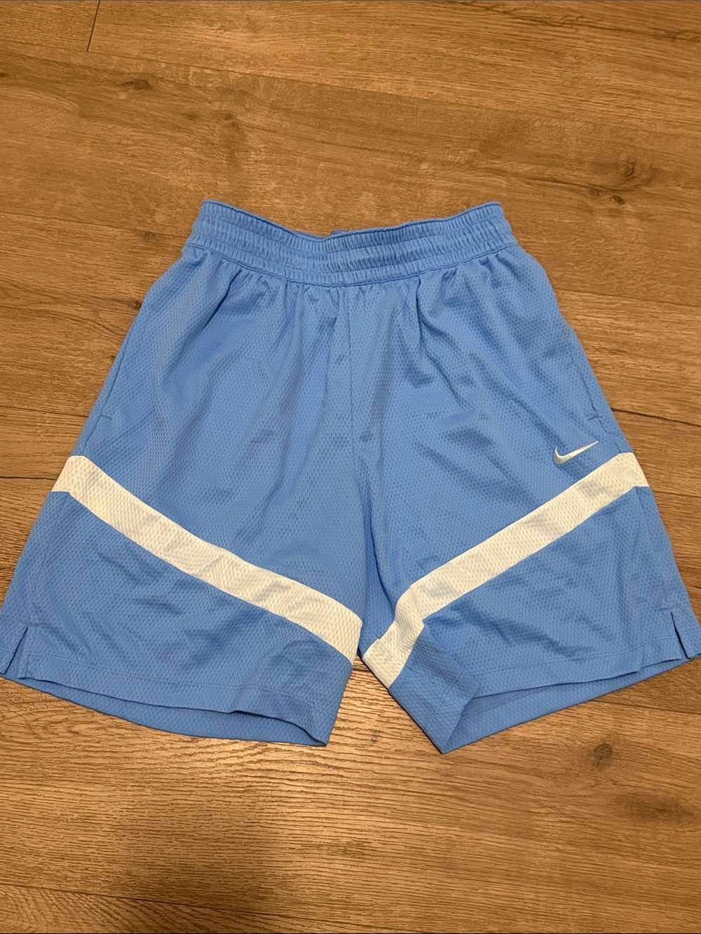 Nike Men’s Sky Blue Athletic Shorts with White Stripe